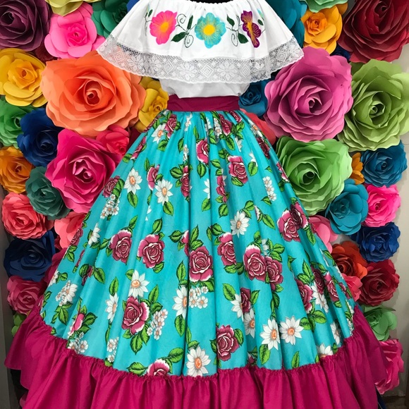 Mexican skirt handmade beautiful -Frida Khalo style- woman’s boho coco theme - Picture 7 of 7